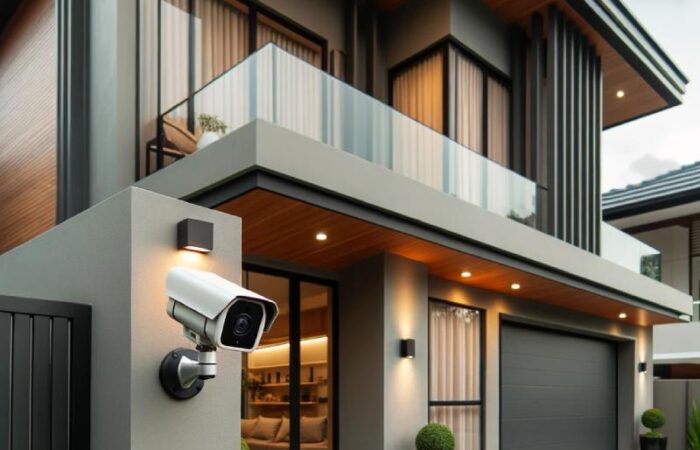 caméra de surveillance sur une maison moderne