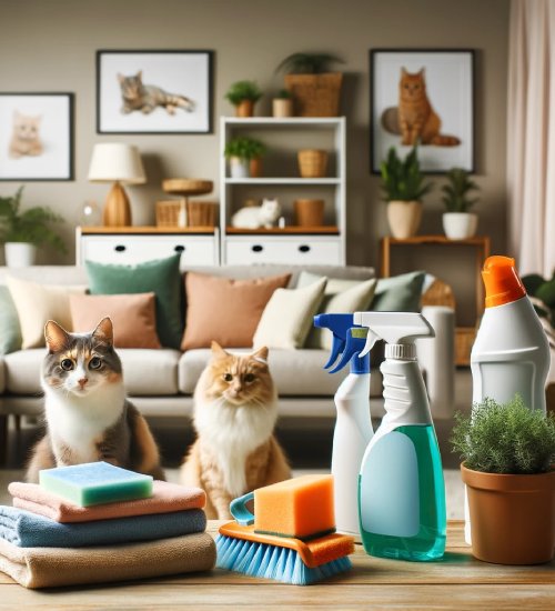 produits nettoyants avec chats 