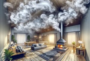 illustration odeur de fumée dans maison