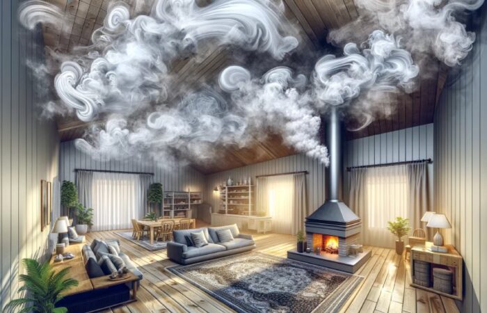 illustration odeur de fumée dans maison