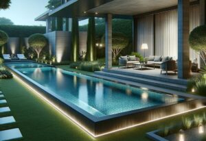 piscine moderne dans un jardin