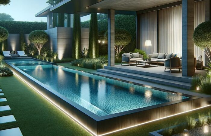 piscine moderne dans un jardin