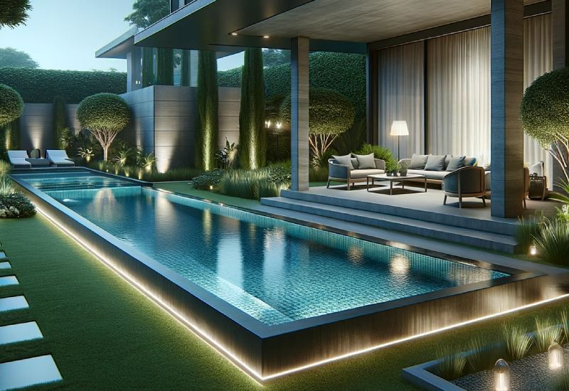 piscine moderne dans un jardin