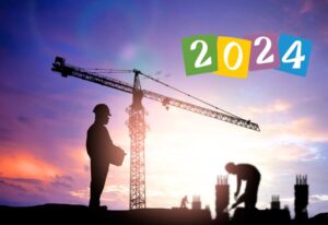 chantier de construction avec chiffre 2024