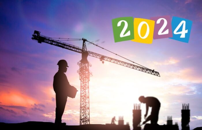 chantier de construction avec chiffre 2024