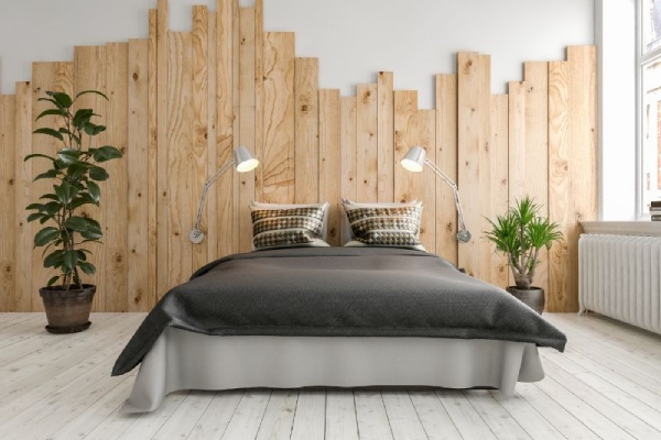 chambre avec mur en bois