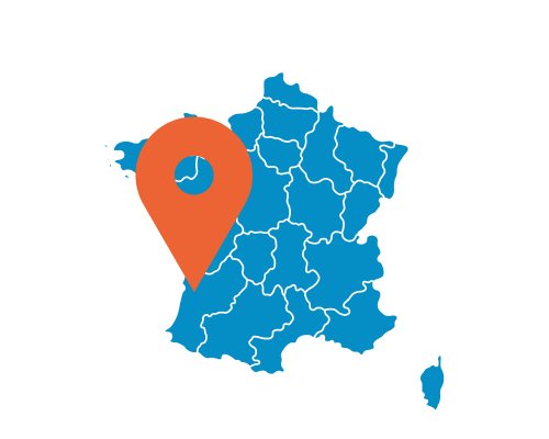 carte de la france avec point de localisation