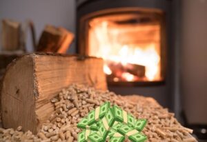 exemple d'un poêle à pellets avec emoji argent
