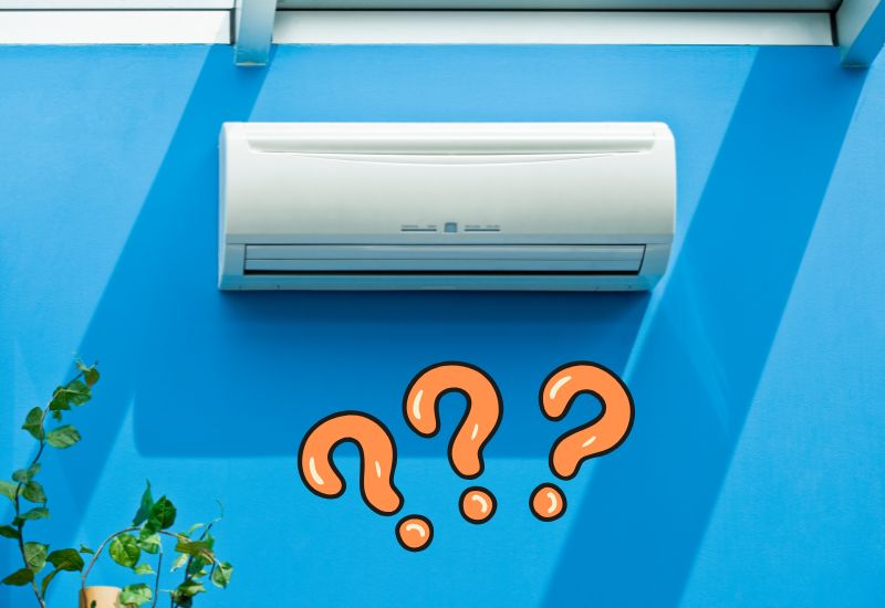 climatiseur mural avec fond bleu